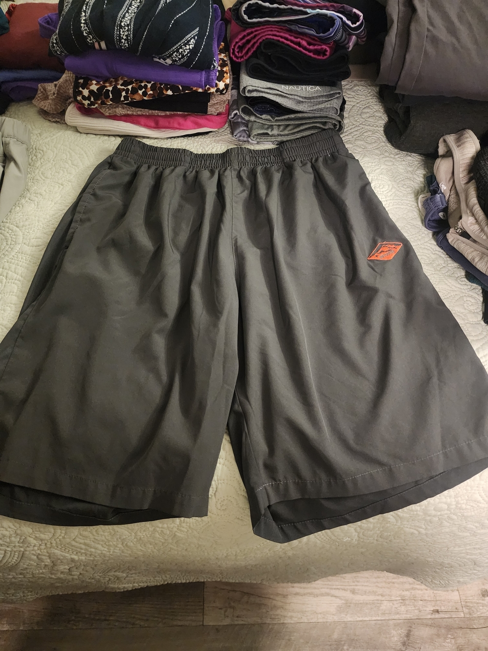 Men's Athletic Shorts in Charcoal with Orange Accent - Performance Fit